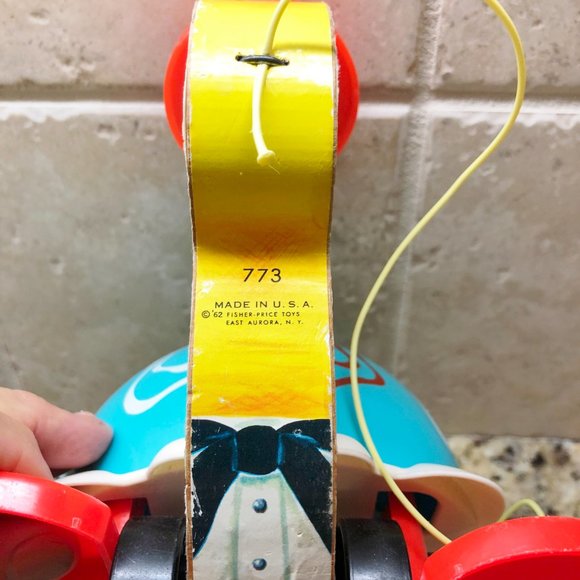 Tippy Toe Turtle Fisher Price 1962 VTG Pull Toy Bell Sound # 773 - Picture 12 of 12